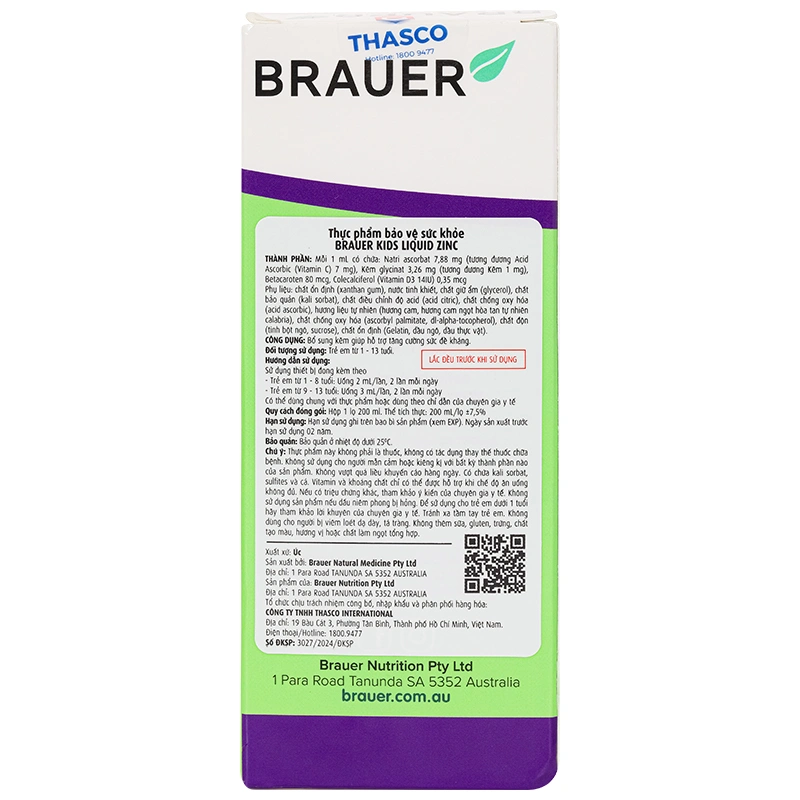 Thực phẩm bảo vệ sức khỏe Brauer Kids Liquid Zinc - 3